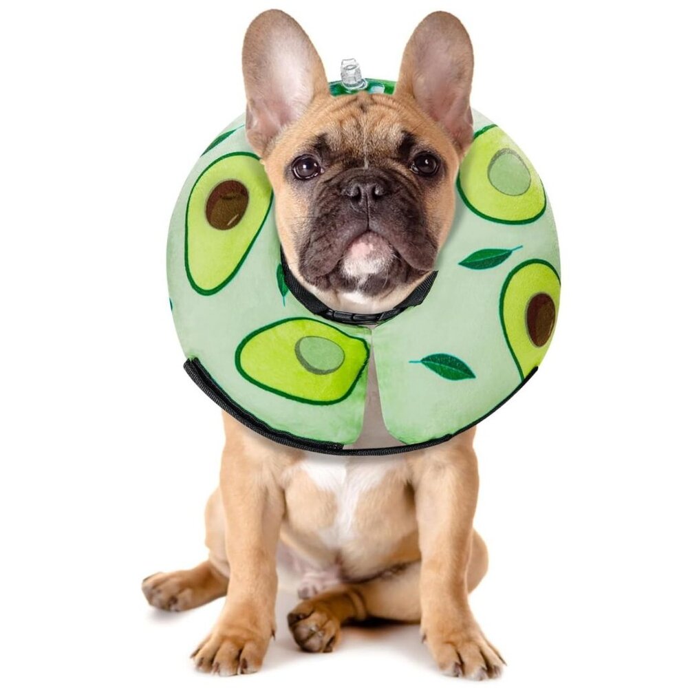 Midog Inflatable Avocado Print Recovery Collar For Dogs XL